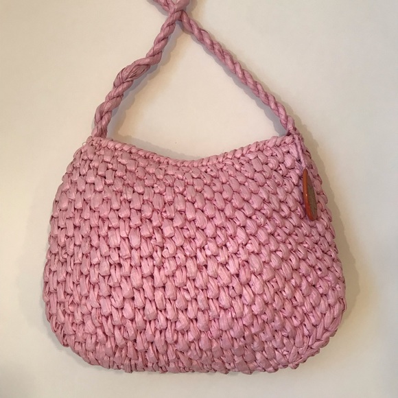 Vintage Pink Raffia Purse, Bag, Handmade in Philippines, Zippered, Lined, Pocket - Picture 13 of 13
